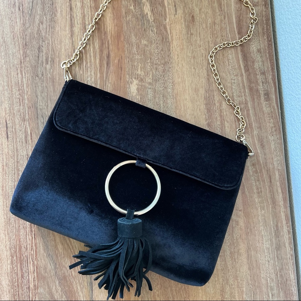 Anthropologie Street Level Velvet Clutch Crossbody